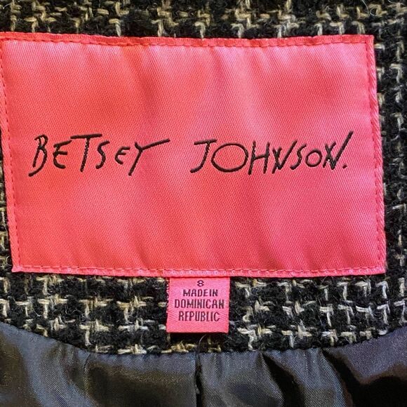 Betsey Johnson Houndstooth Princess Cut Wool Overcoat 8 - Picture 9 of 12